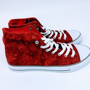 Ed Hardy Men's Size 9.5 Red High Top Shoes Eagle Skull EH9037H New With Box NIB